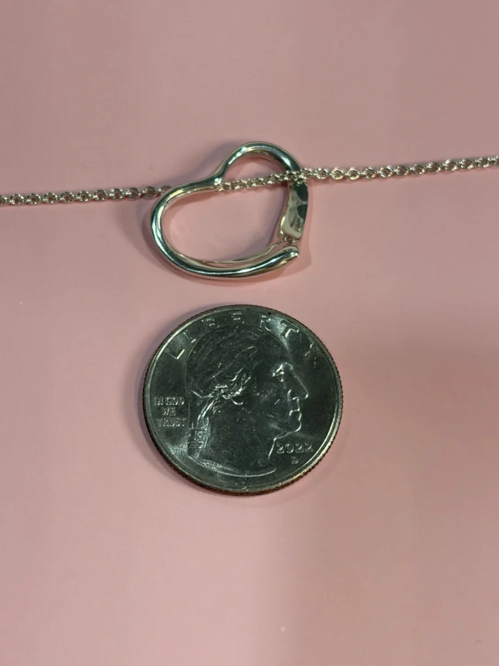 💟Tiffany & Co. Large Open Heart Pendant Elsa Peretti 925 Sterling Necklace 🫶